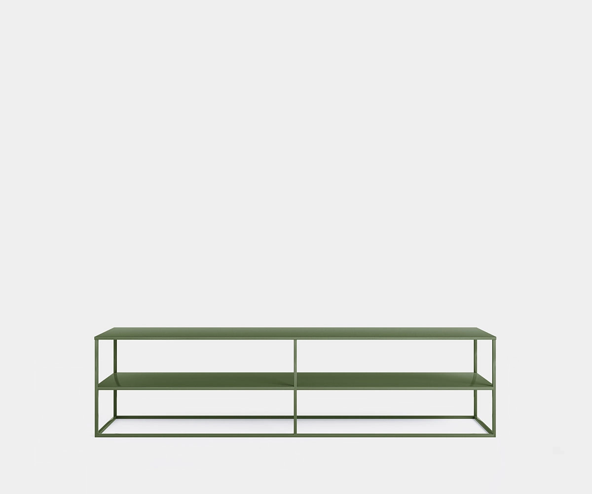 TV lowboard 200 made of metal in olive green