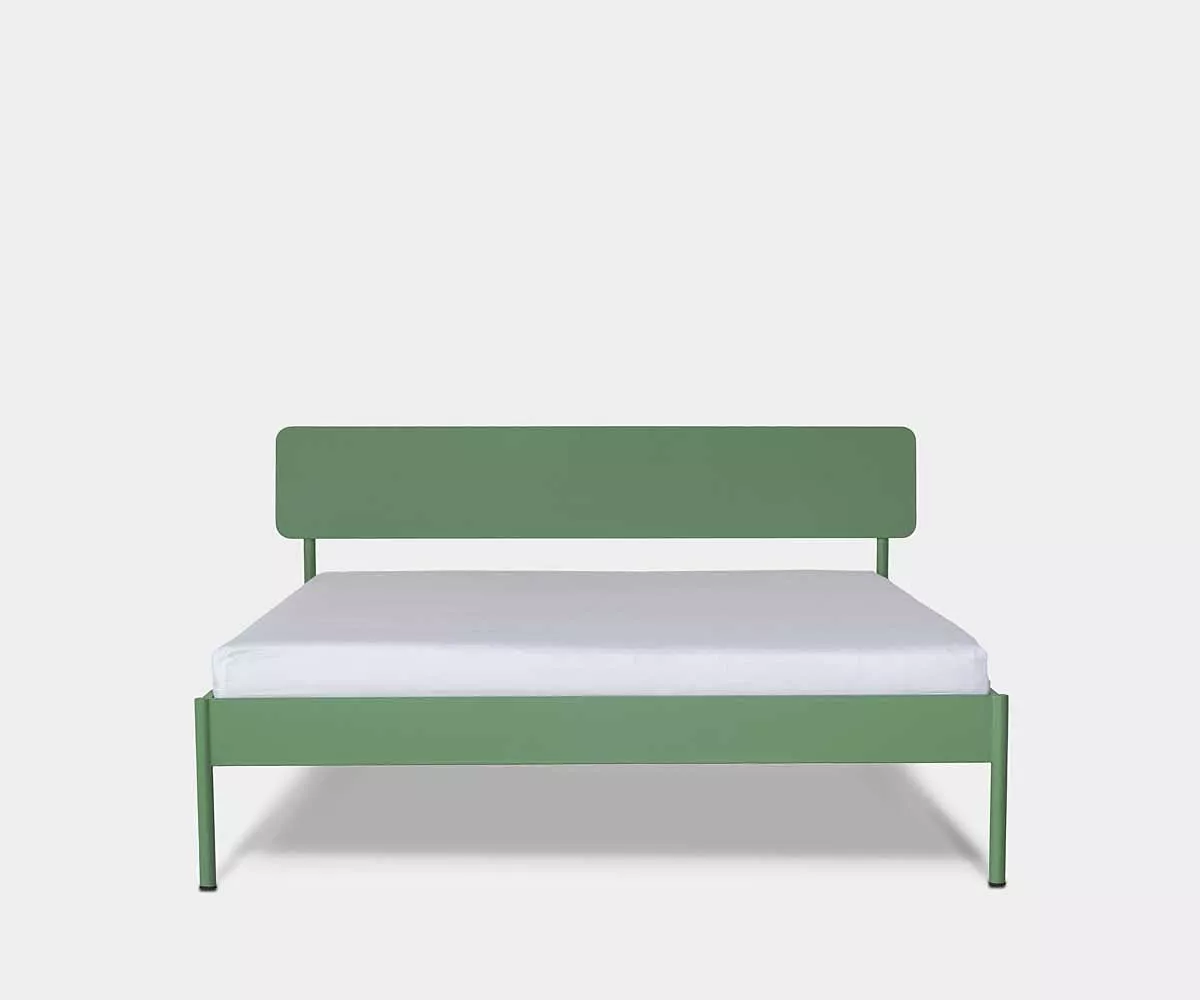 ATROX Bett aus Metall Bett aus Metall mit einem Kopfteil aus Metall in Grün