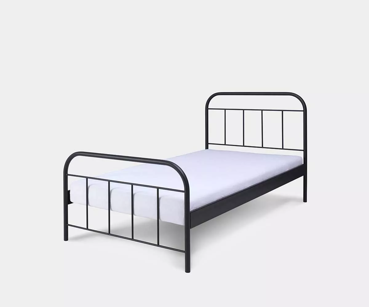 Avos Metallbett Schwarz Einzelbett Metallbett in Schwarz Vintage Einzelbett