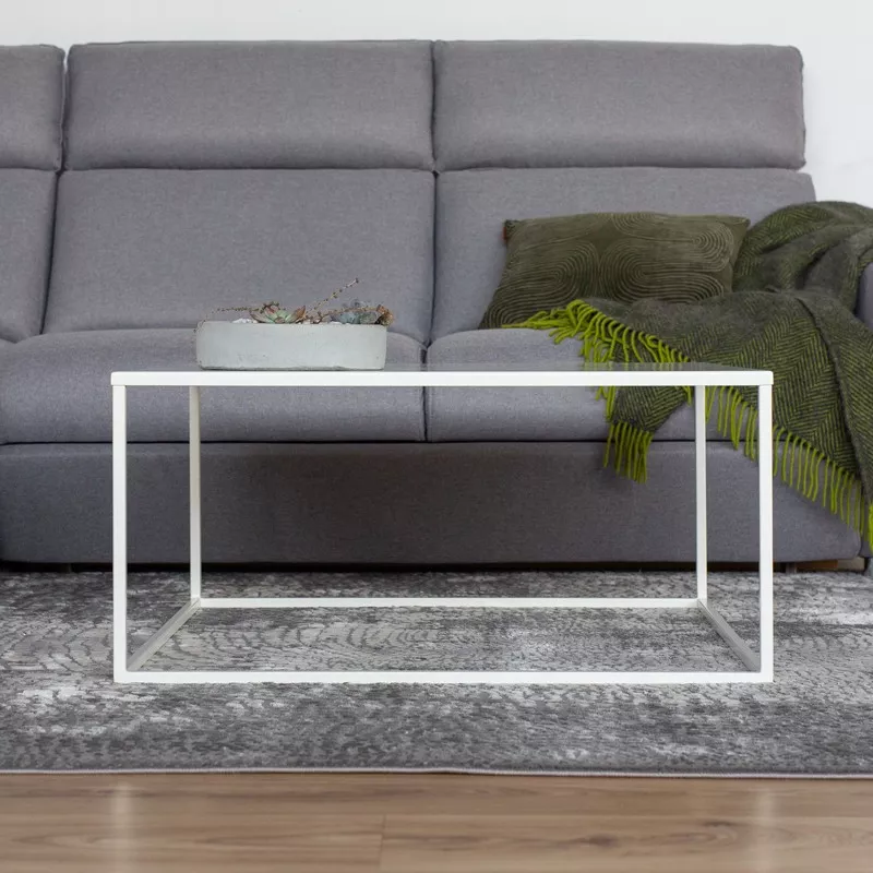 SIMPLEX Couchtisch in Weiß Weißer Couchtisch aus Metall quadratisch