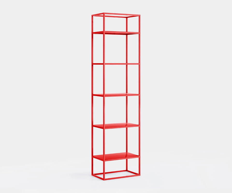 Schmales Metallregal 50 cm breit Rot