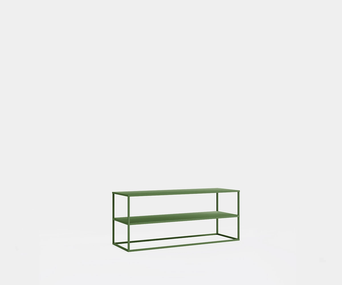 Offenes Fernsehregal aus Metall 120 cm Grün