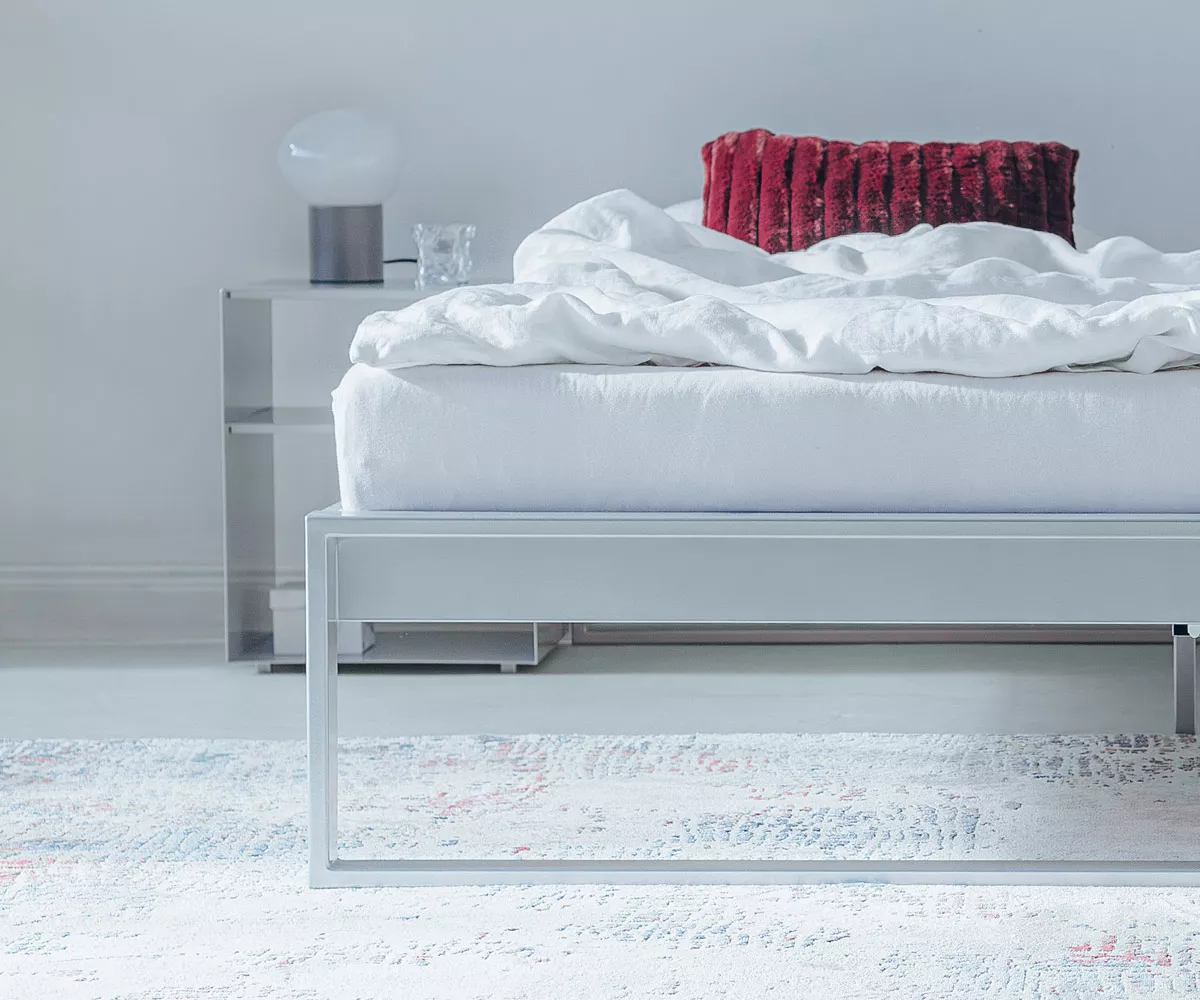SORS Metallbett Silber - Fußteil Fußteil eines Bettes aus Metall in der Farbe Silber