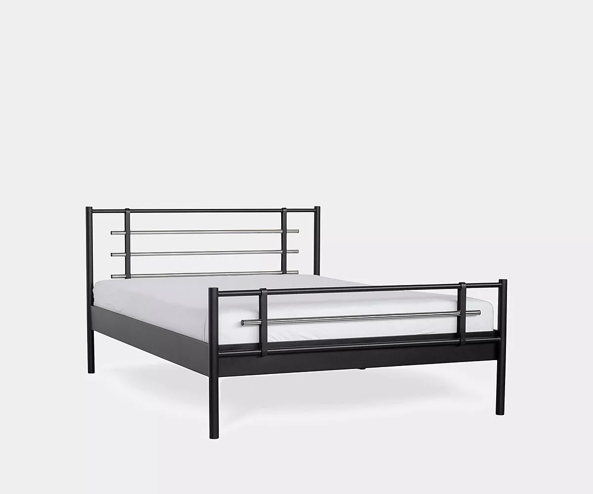 AS MEtallbett in Schwarz, Seitenansicht Metallbett in Schwarz modern