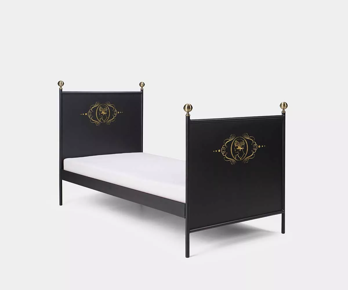 Lamin femme 90x200 Gold/Schwarz Vintage Metallbett Schwarz / Gold
