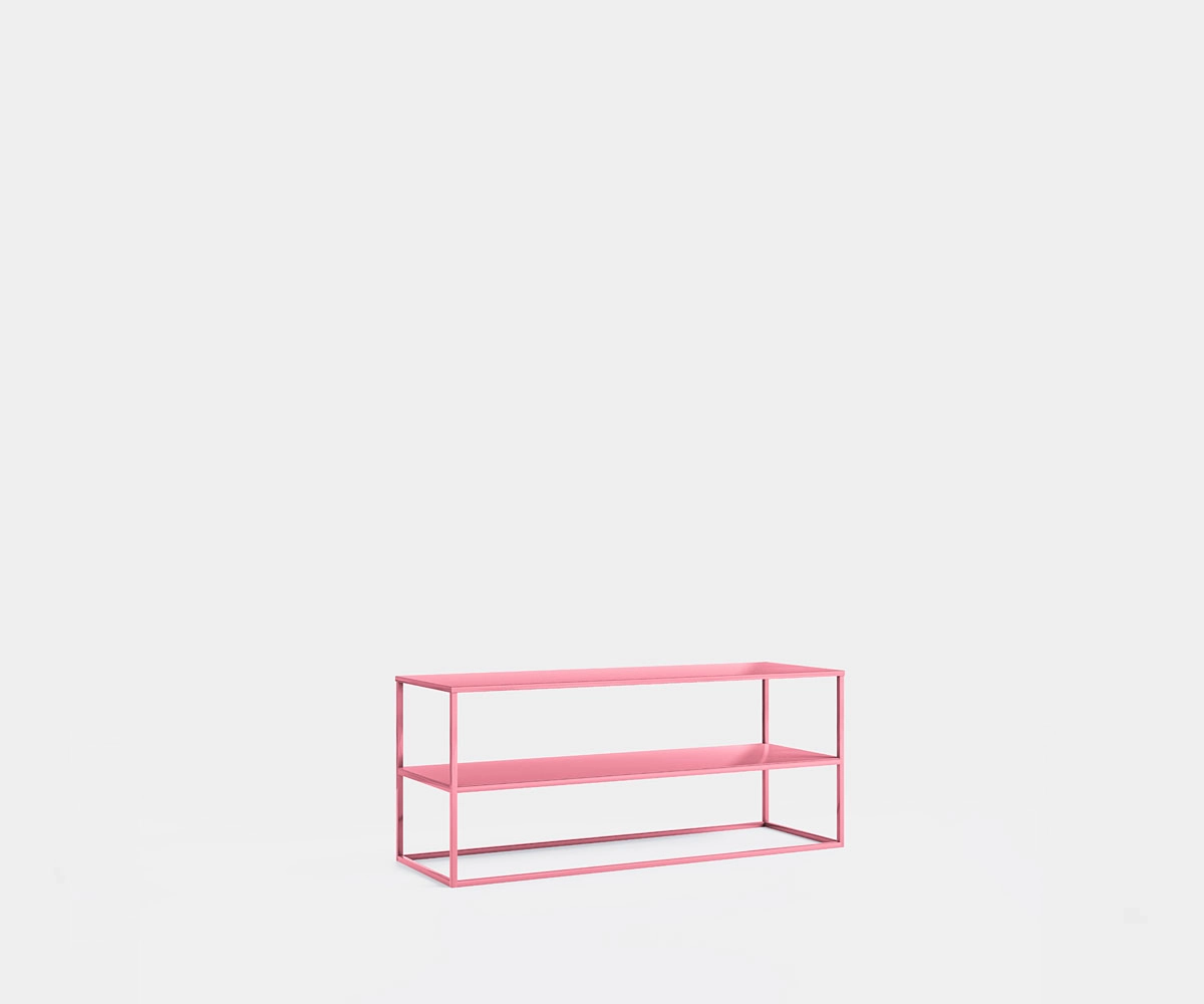 Offenes TV Regal aus Metall 120 cm Rosa