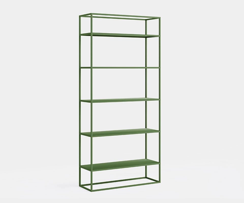 Modernes Metallregal 90 cm breit Grün
