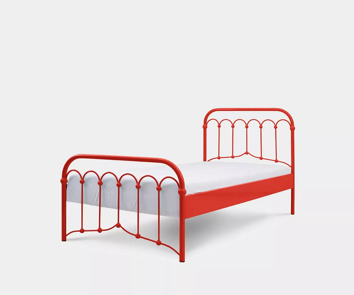 Avia Metallbett vintage Rot Metallbett als Einzelbett Rot in Vintage Stil