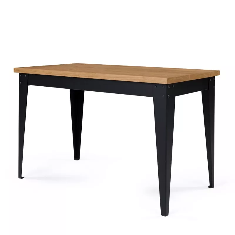 Bronx Schreibtisch Schwarz / Eiche industrial Schreibtisch aus Metall in der Farbe Schwarz mit Eiche
