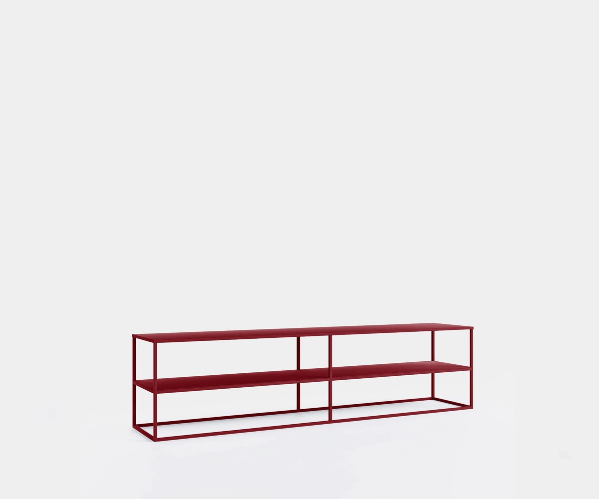 Offenes Fernsehregal aus Metall 200 cm Burgund