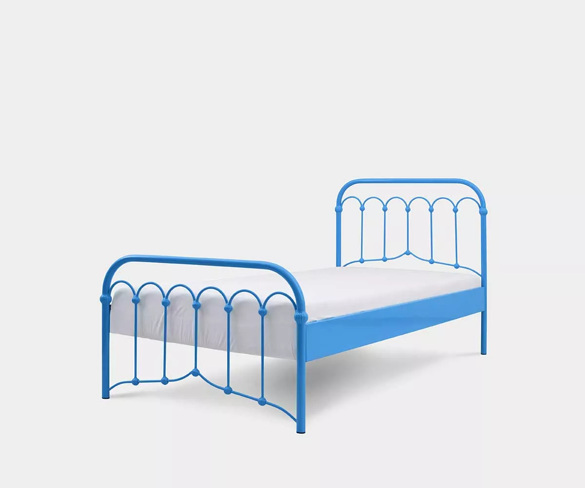 Avia Metallbett vintage Blau Metallbett als Einzelbett Blau in Vintage Stil