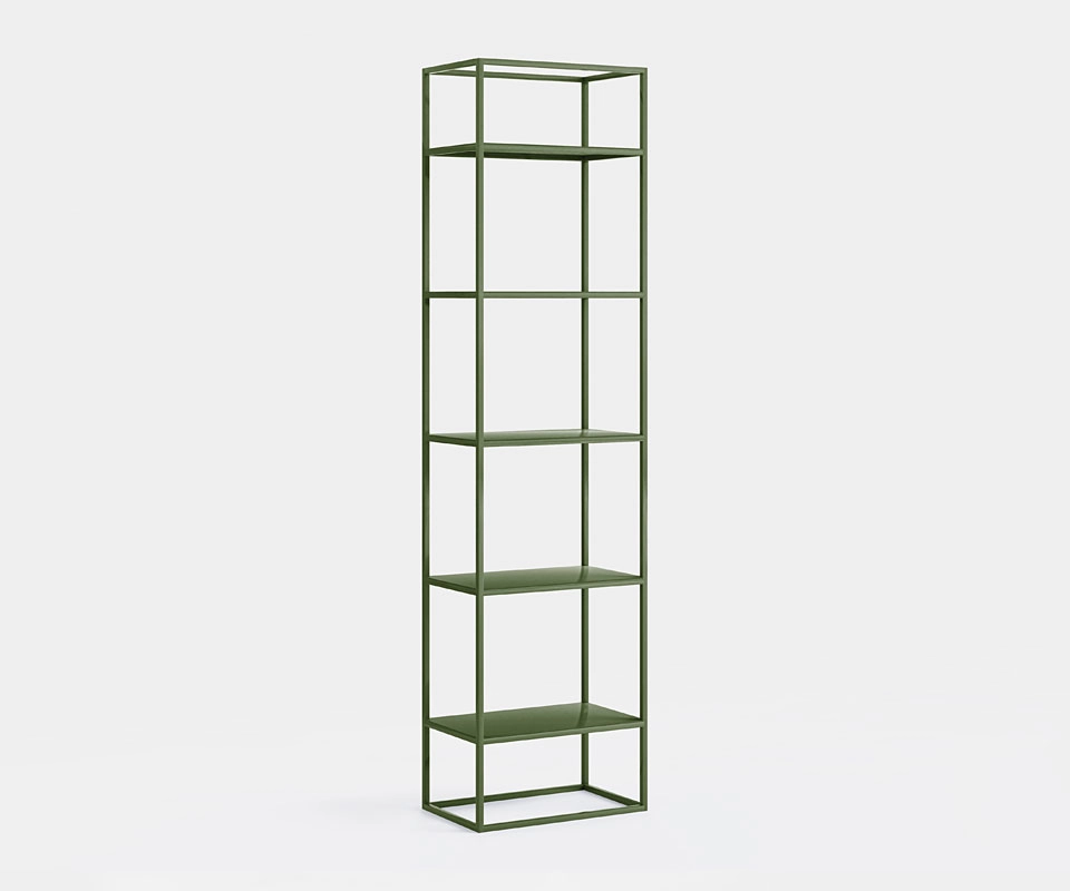 Schmales Metallregal 50 cm Olivgrün